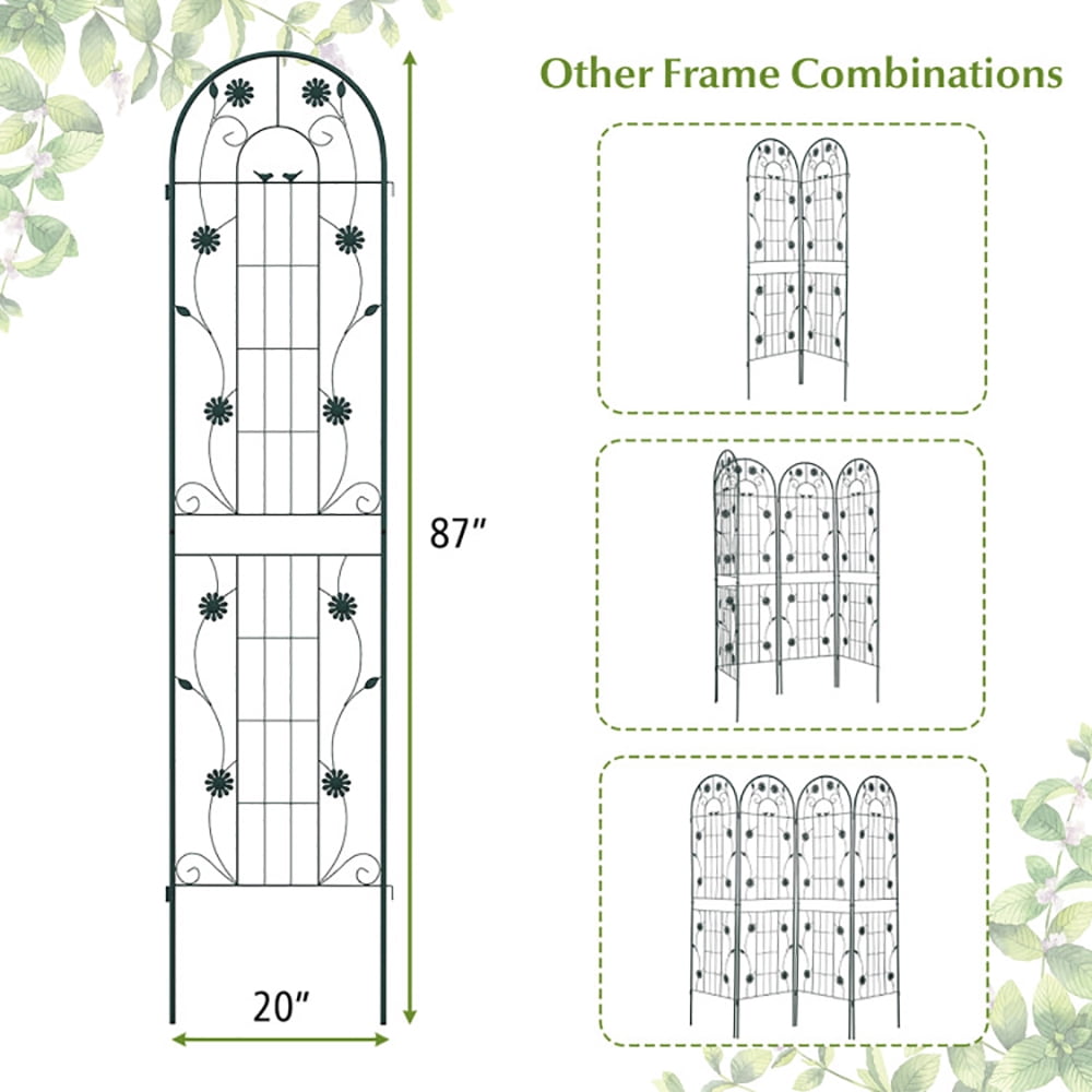 Spaco 2 Pack 86.5 x 20 Inches Metal Garden Trellis for Climbing Plants-Green, Garden Stakes Tomato Trellis for Pots