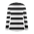 thumbnail image 5 of UTSJKR Long Sleeve Shirts for Women Plus Size Spring Round Neck Thumb Hole Tunics Tops Striped Oversized Blouse Dressy Casual Black XXL, 5 of 5