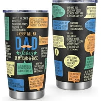 Dad Gifts, Dad I Keep All My Dad Jokes In My Dad-A-Base Insulated Tumbler 20 oz, Vintage Dad Joke Christmas Gifts Birthday Gifts Father''s Day Gifts for Men Dad from Daughter Son, Black