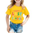 thumbnail image 1 of Rovga 3-4 Years Tops For Girls Cartoon Printed Round Neck T Shirt Short Sleeve Multicolor Letter Prints O Neck Fashion Playsuit Yellow, 1 of 4
