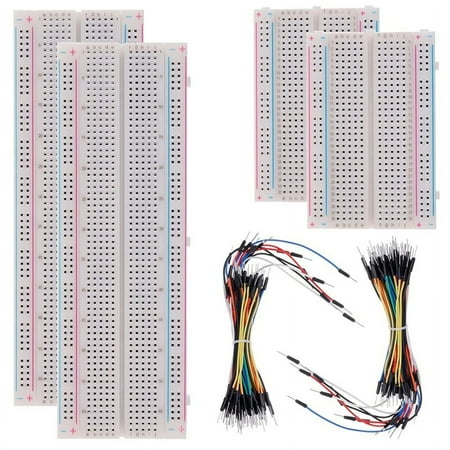 Solderless Breadboard Kit 2 Pcs 830 Tie Points + 2Pcs 400 Set 65Pcs Flexible Jumper Wires