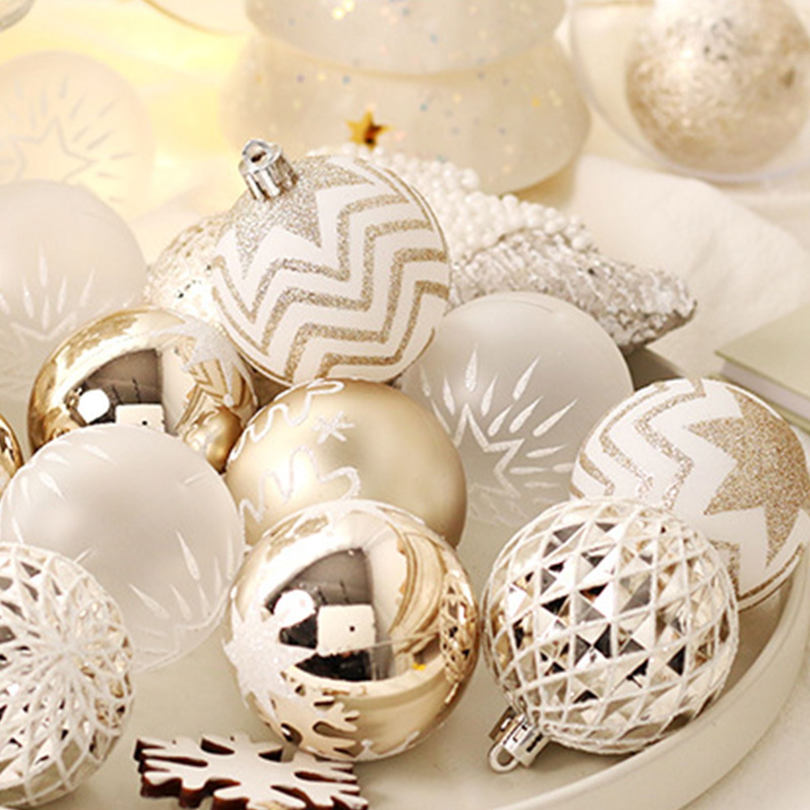 Christmas decor white and gold deals
