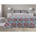 thumbnail image 1 of Floral Comforter & Sham Bedding Set, Classic Bouquets Engraved Vintage Feminine Spring Botanical Garden Essence, 3 pcs Duvet Set Microfiber Filling Quilt, 5 Sizes, Pink and Pale Blue, by Ambesonne, 1 of 4