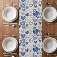 thumbnail image 6 of Valentine's Day Table Runner - 60 Inch Long, Kitchen Dining Table Runner Dresser Scarves, Blue Romantic Love Heart Me You Beige Farmhouse Decor for Coffee Tables Wedding Party Banquet, 6 of 8