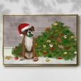 thumbnail image 2 of Christmas Boxer and Broken Christmas Tree - Framed Gallery Wrapped Holiday Canvas - 27 x 41 - Gold Frame, 2 of 8