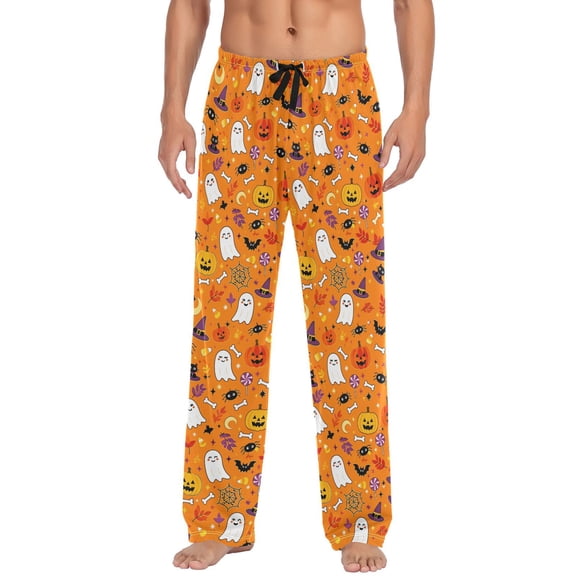 Pumpkin Halloween Men's Pajama Pants Lightweight Pjs Bottoms Sleepwear Bottom Pants with Pocket Drawstring