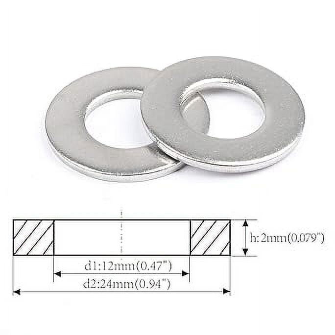 FASTENER TREE M12 Flat Washer 304 Stainless Steel SAE Washer for Screws Bolts 50PCS