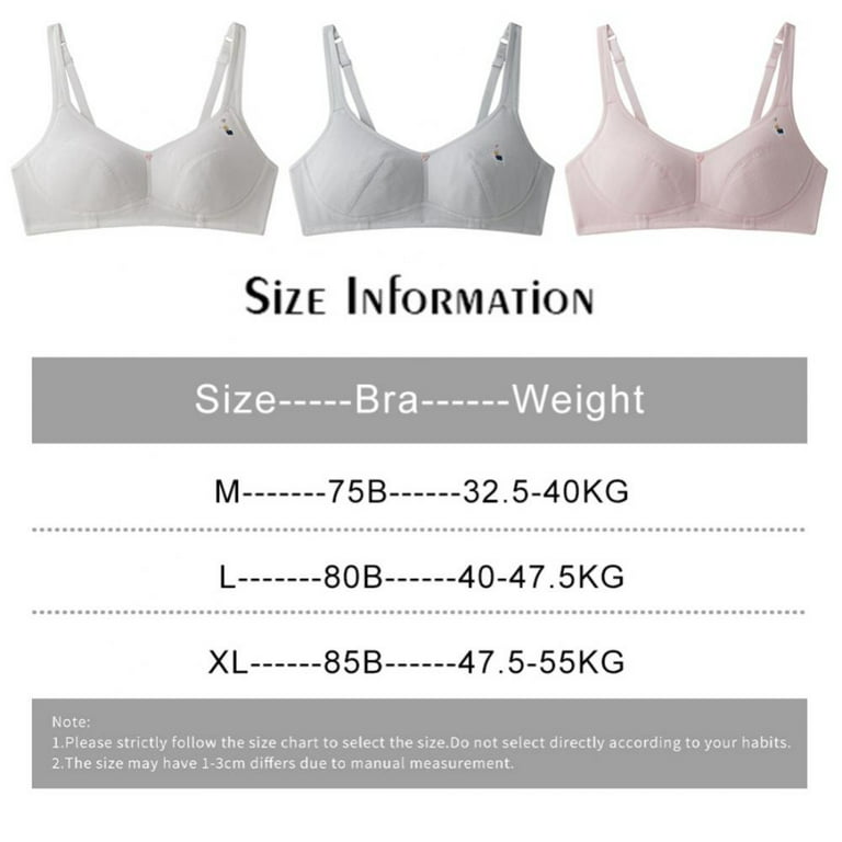 Girls High School Students Slim Soft Cup Ultra-thin Cotton Breathable  Second Stage Adolescent Development Bra 12-18 Years(2-Packs)
