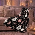 thumbnail image 6 of Whimsical Halloween Ghost Pumpkin Cat Print, Festive Pet Portrait Pattern, Warm Flannel Blanket for Living Room and Bedroom, Cat Lovers Halloween Gift, Pet Lover Home Decor, 6 of 9