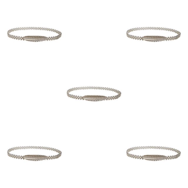 Jumpingount Cinturón de cintura de cadena de metal de moda para mujer con hojas Elástico y plata elegante Type2