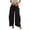 Black, variant on Womens Pants Cotton Linen Oversized Solid Color Stretch Drawstring Waist Trousers with Large Pockets and Pleats Loose and Free for Weekend Outings