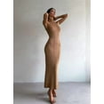 thumbnail image 5 of Women'S Casual Maxi Dress Ribbed Knit Sleeveless Slim Fit Elegant Going Out Beach Vacation Clothing Khaki M, 5 of 9