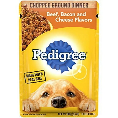 UPC: 0023100121529 | PEDIGREE Adult Wet Dog Food Chopped Ground Dinner Beef Bacon and Cheese Flavors (16) 3.5 oz. Pouches