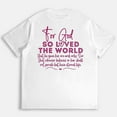 thumbnail image 3 of Redemptive For God So Loved the World John 3:16 Print Tshirts Bible Verse Graphic Tees Faith Based Casual Short Sleeve Tops for Daily Outfits White,L, 3 of 8