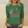 thumbnail image 2 of Awdenio - Blusas de manga larga para mujer, liquidación, moda juvenil, estampado navideño, camiseta holgada, mangas 3/4, blusa, cuello redondo, blusas casuales, 2 of 4