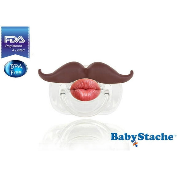 BabyStache Kissable Barber Pacifier, Brown