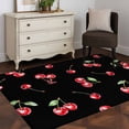 thumbnail image 5 of 4x6 Area Rugs, Cherry Rustic Non-Skid Rubber Backing Large Rectangle Rugs - Living Room Bedroom Home Office, Spring Summer Tropic Fruit Black Indoor Floor Mat Carpets Washable Rug, 5 of 9
