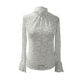 thumbnail image 6 of Womens Blouses Women's Cashew Flower Lace Slim Fit To Wear Outside with Flared Sleeves Top Long Sleeve Shirts for Women, 6 of 6