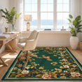 thumbnail image 3 of Design&I 6'x9' Washable Area Rug Oversized Skid-Resistant Moody Rustic Botanical Vintage Floral Vine With Symmetrical Bird Emblem for Living Room, Family Indoor, 3 of 7