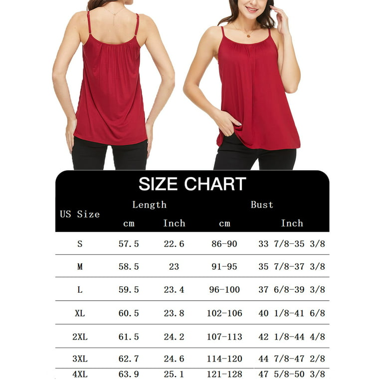 COMFREE Women's Tank Top with Built in Bra Camisole Flowy Swing Pleated  Tank Top Cami with Adjustable Strap 