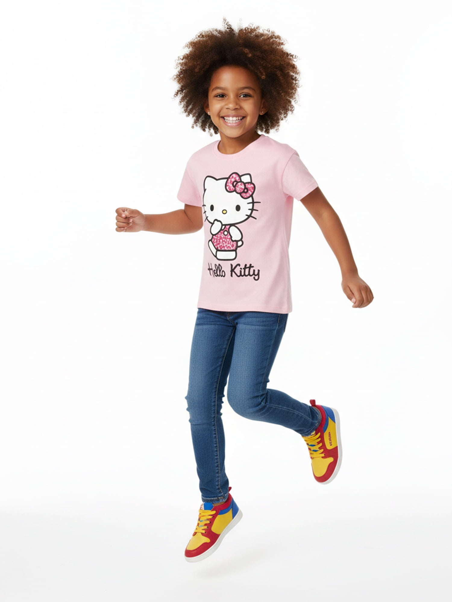 Hello Kitty Animal Print Girls Short Sleeve Graphic T-Shirt, Sizes 4-16
