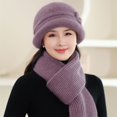 thumbnail image 4 of Winter Beanie Hat Scarf Gloves Set, 3Pcs/Set Women Hat Scarf Gloves Fashion Casual Solid Color Soft Cozy Knitted Autumn Winter Hand Neck Hand Warm Beanie Cap Scarf Mittens For Outdoor Daily Wear, 4 of 5