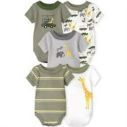 The Children's Place Baby Boy & Toddler Boy Short Sleeve Knit 5-Pack Bodysuits, Sizes Newborn-24 Months
