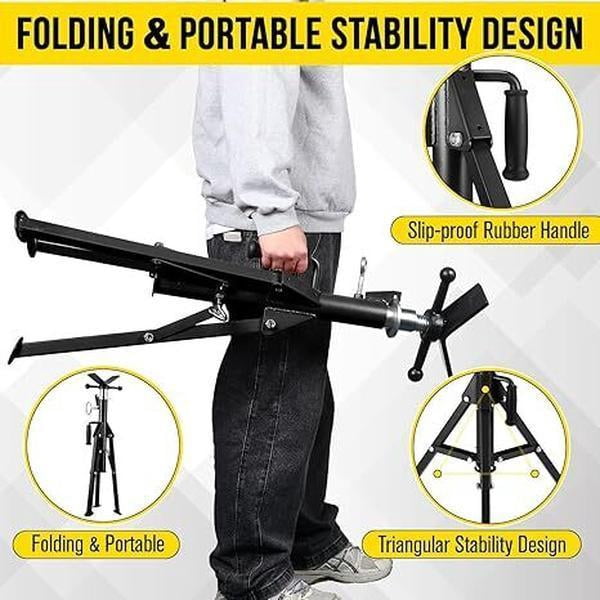 Heavy-Duty Adjustable Folding Pipe Jack Stand | 2500 Lbs Load Capacity with Portable Folding Legs 28-52 Inch Height Adjustable 1/8"-12" Capacity，Black