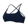 thumbnail image 4 of VISALY Sports Bras For Women Racerback Bra Women's Sports Bra Padded Crossed Back Bustier Without Underwire Spaghetti Straps For Yoga Fitness wireless bras Padded Bra Comfortable Bras Navy S, 4 of 9