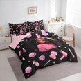 thumbnail image 2 of Castle Fairy Glam Black Girl Twin Bedding 7-Piece,Stars Print Bedding Comforter Set,Pink Black,Pink Reversible, 2 of 7