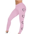 thumbnail image 5 of Feancey Sales Today Clearance Womens Casual Workout Pants Valentines Day Printed Leggings Novelty Heart Graphic High Waisted Yoga Pants Stretchy Tummy Control Skinny Tights Pink M, 5 of 7