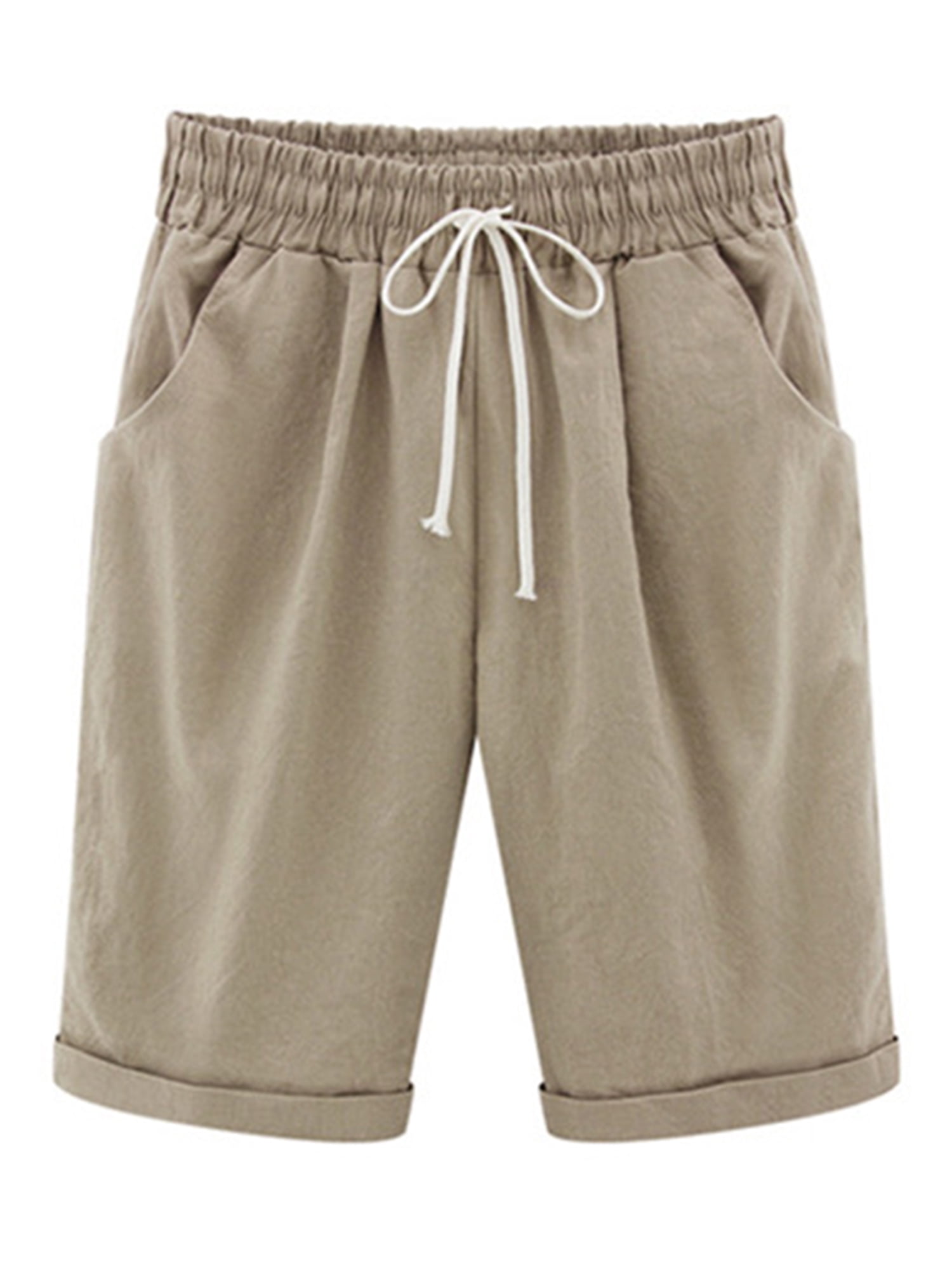 Women Drawstring Elastic Waist Knee 