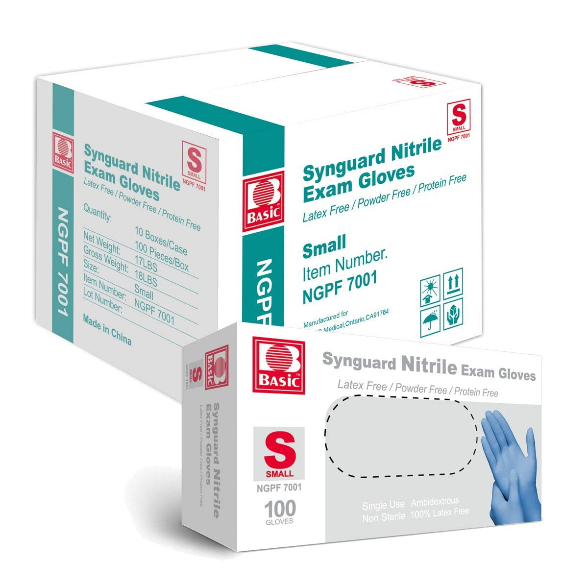 MySmile 1000pc S Size Medical Disposable Synguard Nitrile Exam Gloves Blue Non-Sterile Latex Free Powder Free
