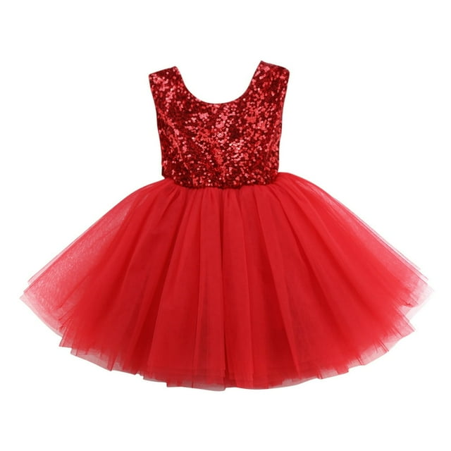 PENGXIANG Fille Sans Manches Paillettes Robe Princesse Mesh Parti Robes