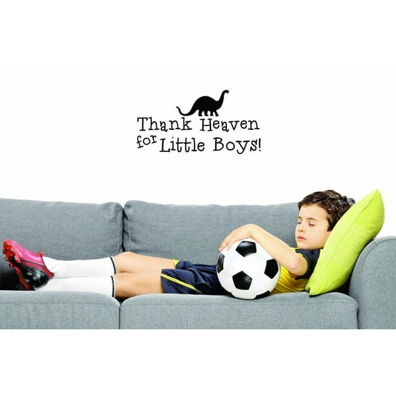 Custom Decals Thank Heaven For Little Boys Wall Art Size: 10 X 20 Inches Color: Black