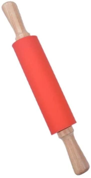 Rolling Pin Wooden Handle Silicone Baking Tools Non Stick Long Fondant Cake Food 
