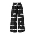 thumbnail image 7 of Edvintorg Womens Capri Pants Striped Printed Elastic Waisted Casual Loose Cotton Wide Leg Cropped Capris with Pocket Women's Clothing Black M, 7 of 7