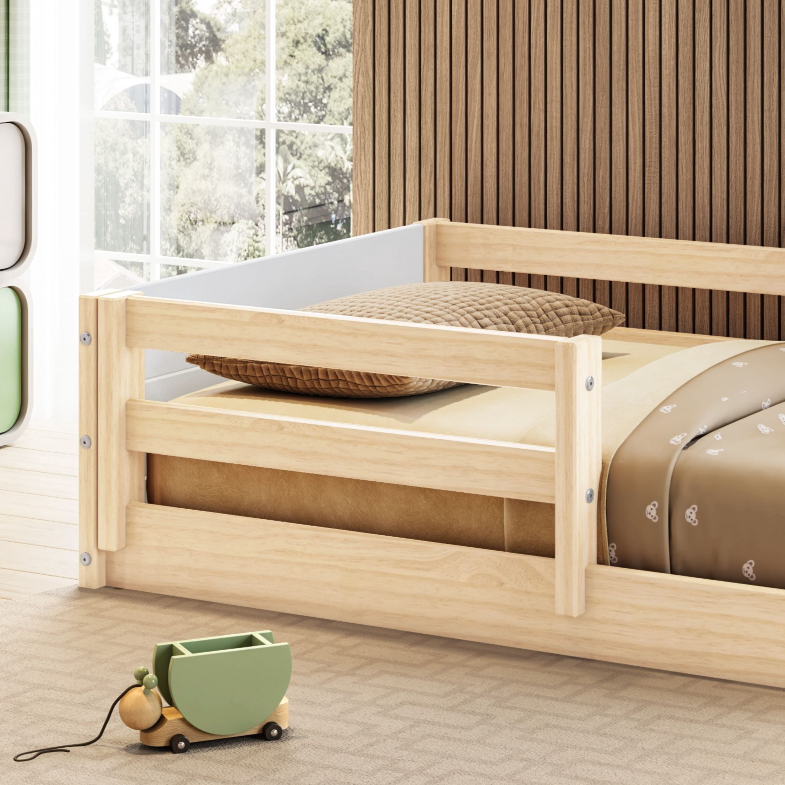 Polifurniture Brie Toddler Bed with Built-In Guardrails