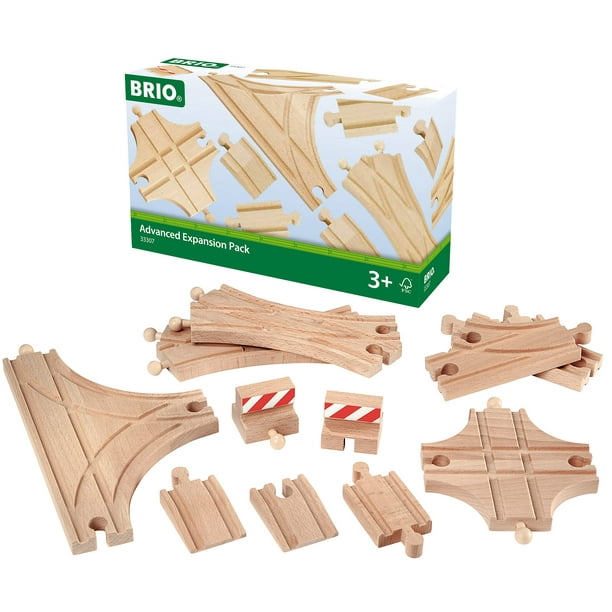 Vías de tren de madera BRIO World 33307 Advanced, juego de 11 piezas