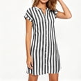 thumbnail image 5 of Iyufng Casual Dresses for Women Summer V-Neck Striped Short Sleeve Button Down Dress, 5 of 8