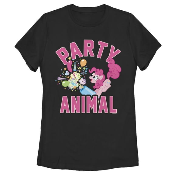 Women's My Little Pony: Friendship is Magic Pinkie Pie Party Animal  Graphic Tee Black X Large