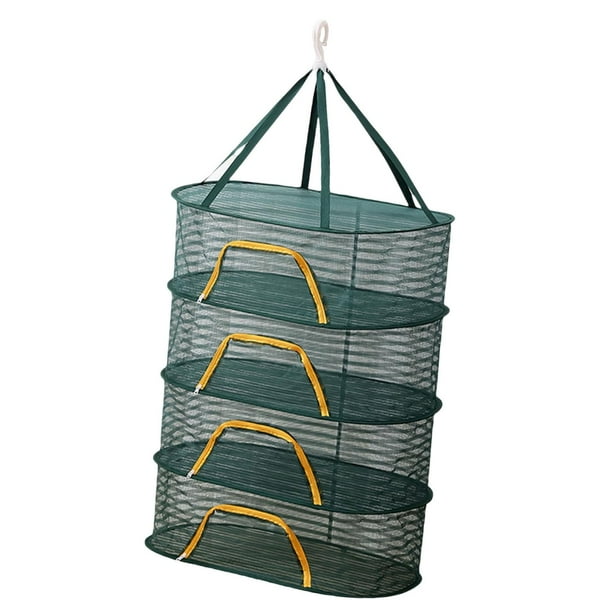 Red de secado para pesca, rejilla para secar plantas, con gancho y cremallera, transpirable y resistente al viento. Cuatro capas
