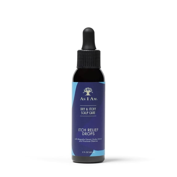 As I Am Dry & Itchy Scalp Care Spot Drops for Dry Scalp Flakes and Itch Moisture Support 2 fl.oz restore comfort to the scalp with Magnolia Extract, Kudzu Extract and Piroctone Olamine
