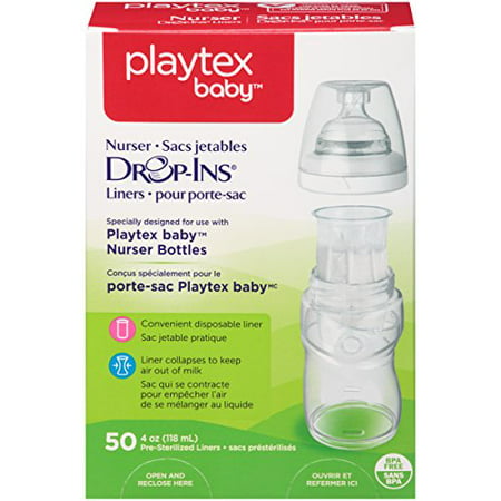 2 Pack - Playtex Drop in Liners for Nurser Bottles 4 oz 50 Count