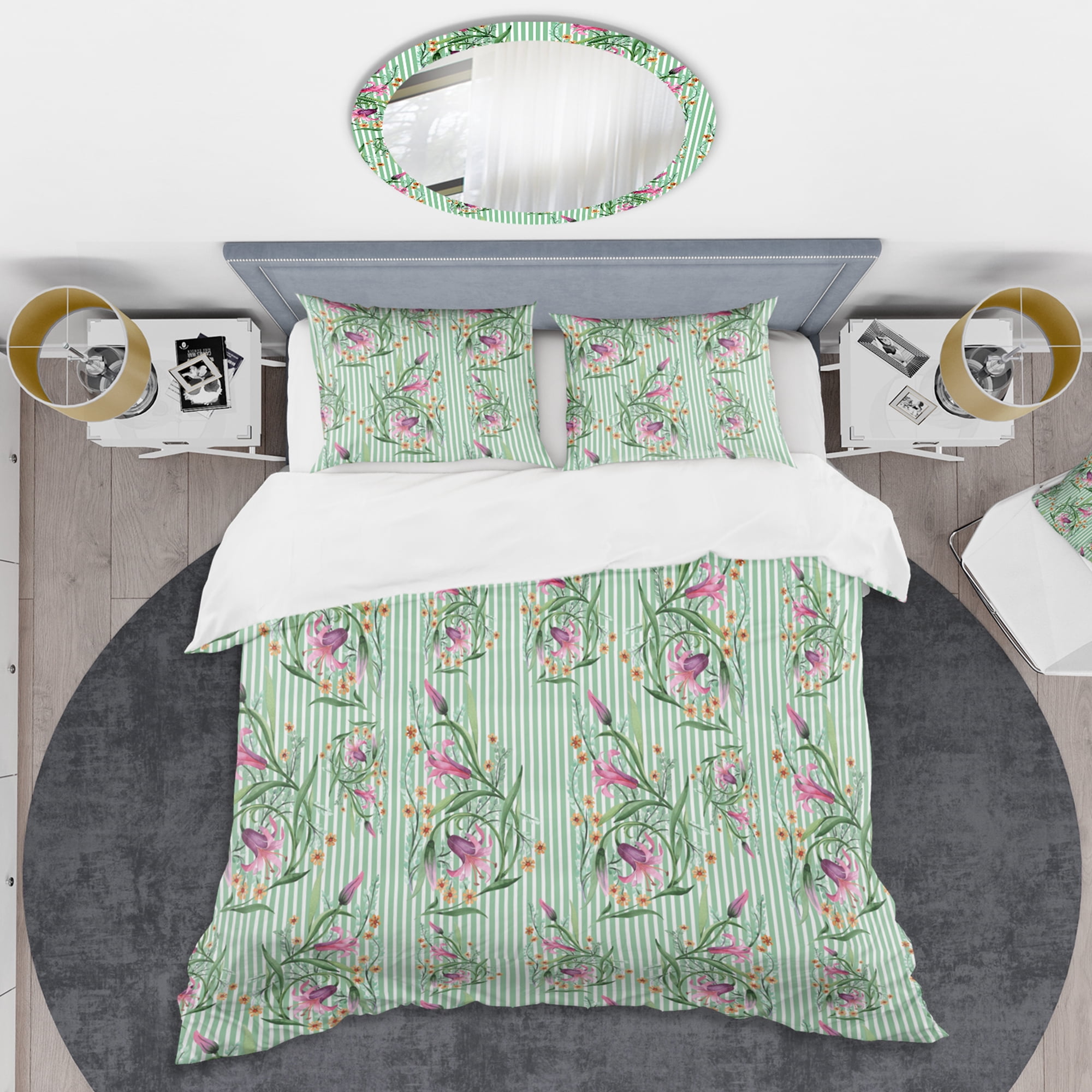 Designart 'Floral Botanical Retro IX' Mid-Century Modern Duvet Cover Set