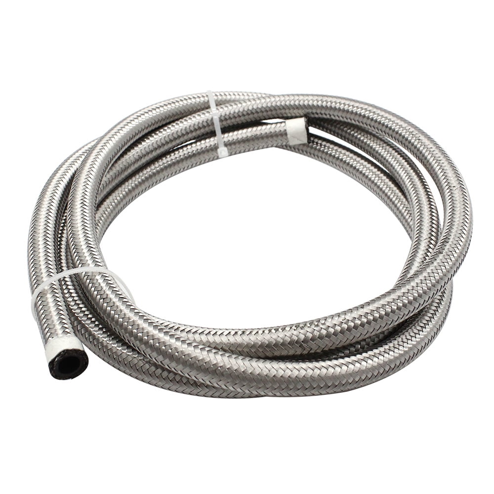 KKmoon 7 Feet Siliver AN6 Nylon And Stainless Steel Braided Fuel Line 6AN 