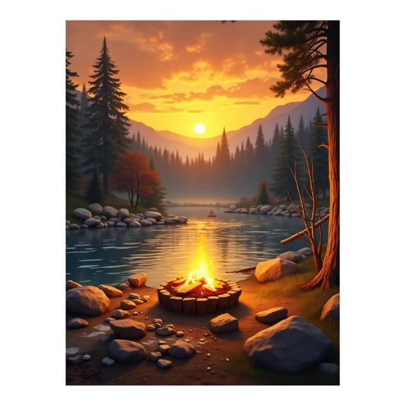 Diamond Art Kit for Adults, Modern Campfire Print No.28 Diamond Painting for Adults Beginners, 5D DIY Diamond Art Painting Kits, Colorful Diamond Painting Craft for Home Decor 12x16