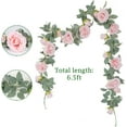 thumbnail image 2 of 4Pcs(26 FT) Artificial Rose Vine Fake Flower Garland Fake Silk Rose Hanging Vine for Wedding Party Background Arch Garden Background tion (Pink), 2 of 5