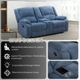 thumbnail image 4 of Roundhill Furniture Blitz Transitional 3-Piece Living Room Reclining Set, Sofa Loveseat and Recliner, Blue, 4 of 14