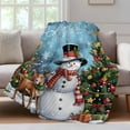 thumbnail image 4 of Dark Blue Christmas Throw Blanket, Flannel Fleece Blanket with Striped Design for Couch, Snowman Xmas Tree Snowflake Gifts Elk Soft Breathable All Season Plush Blankets for Sofa Chair Travel 32"x48", 4 of 9